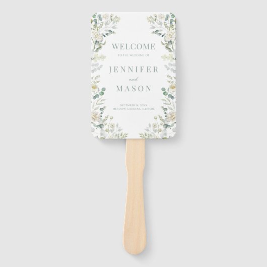 Éventail Eucalyptus Greenery Leaves Boho Wedding Program (Devant)