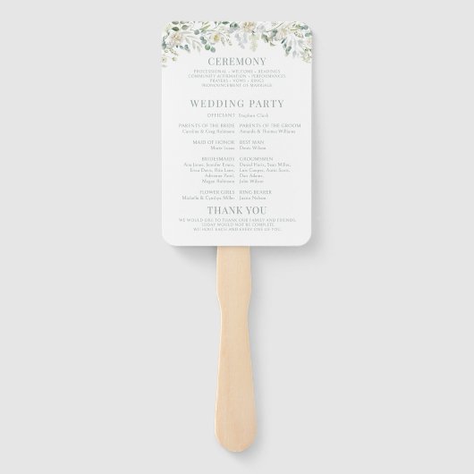 Éventail Eucalyptus Greenery Leaves Boho Wedding Program (Dos)