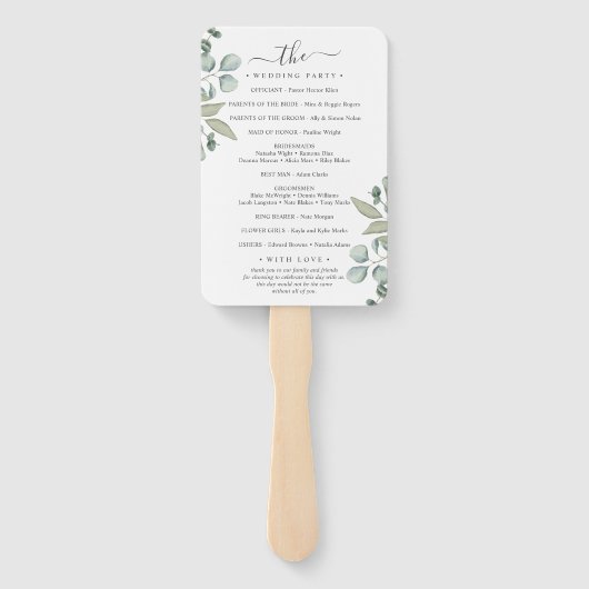 Éventail Eucalyptus Greenery Wedding (Dos)