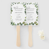 Éventail Eucalyptus Grove Mariage de verdure Bienvenue (Devant et derrière)