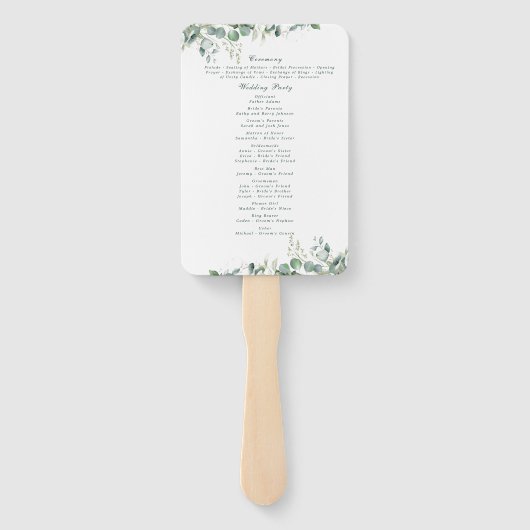 Éventail Eucalyptus Sage Vert Aquarelle Verdure Mariage (Dos)