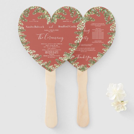 Éventail Eucalyptus Starfish Automne Automne terracotta coe (Devant et derrière)