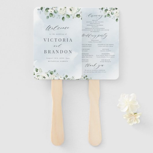 Éventail Eucalyptus Vert fleuris programmes de mariage rust (Devant et derrière)