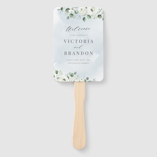 Éventail Eucalyptus Vert fleuris programmes de mariage rust (Devant)