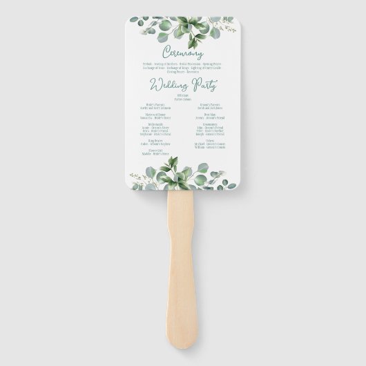 Éventail Eucalyptus Watercolor Sage Emeraude Green Programm (Dos)