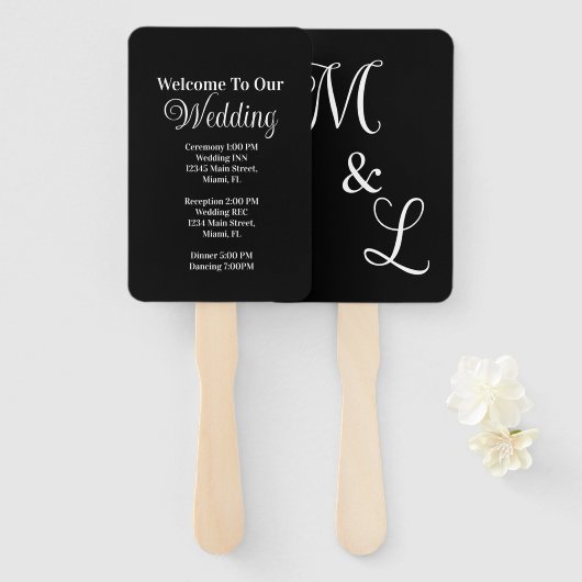 Éventail Événement de mariage de script moderne programme n (Devant et derrière)