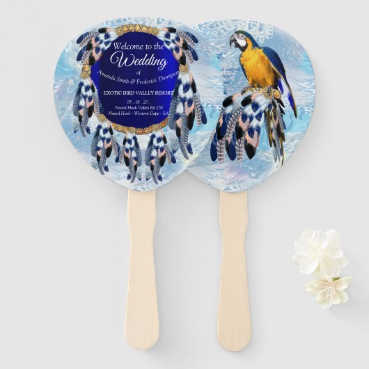 Éventail Exotic Blue Dream Catcher Mariage (Devant et derrière)
