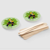 Éventail Exotic Toucan Duo Nom et date Vert (Non-assemblé)