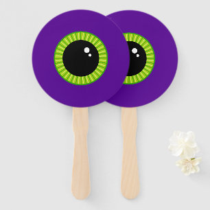 Éventail Eyeball drôle de Monstre vert et pourpre