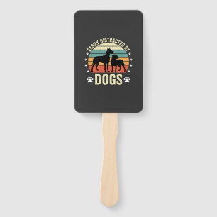 Éventail Facilement distrait par les chiens Vintage Retro S