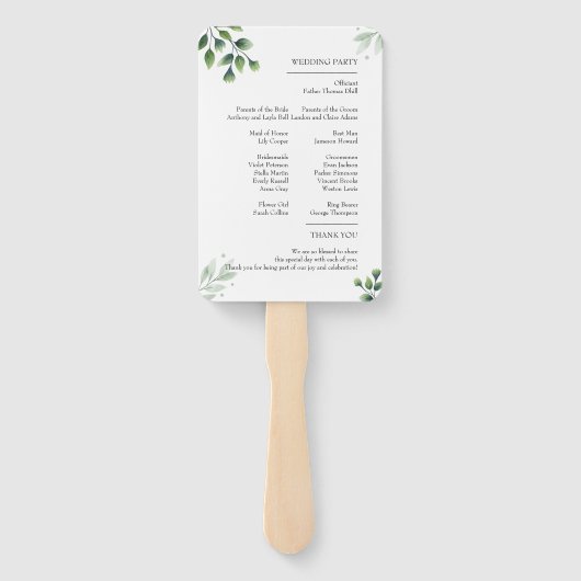 Éventail Faire-part de programme de mariage simplement verd (Dos)