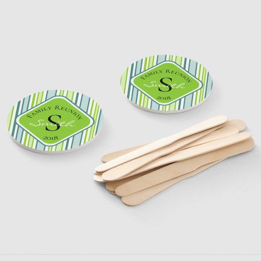 Éventail Famille Reunion Bleu et Vert Grandes (Non-assemblé)