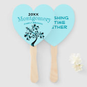 Éventail Famille Réunion Moderne Aquamarine Arbre Floral (Devant et derrière)