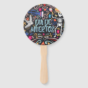 Éventail Fan de main de Colorful Dia de los Muertos