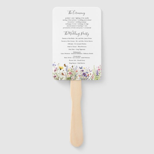 Éventail fan du programme de mariage d'été fleur sauvage (Dos)