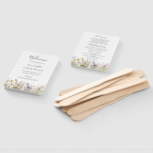 Éventail fan du programme de mariage d'été fleur sauvage (Non-assemblé)