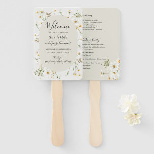 Éventail fan du programme de mariage Fleur sauvage Daisy