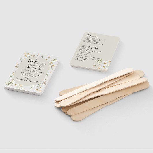 Éventail fan du programme de mariage Fleur sauvage Daisy (Non-assemblé)