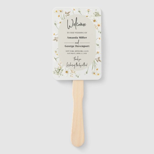Éventail fan du programme de mariage Fleur sauvage Daisy (Devant)