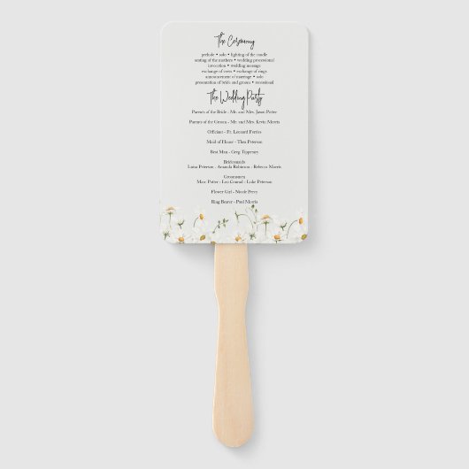 Éventail fan du programme de mariage Fleur sauvage Daisy (Dos)