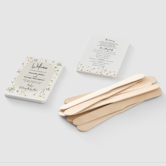 Éventail fan du programme de mariage Fleur sauvage Daisy (Non-assemblé)