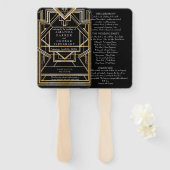 Éventail fan du programme de mariage Gold Art Deco (Devant et derrière)