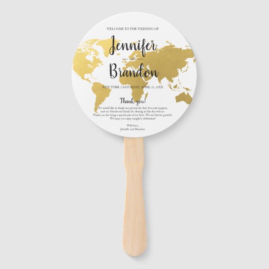 Éventail fan du programme de mariage mondial d'or de mariag (Devant)