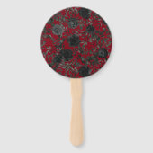 Éventail Fans de Mariage gothique Rose rouge noir élégant (Dos)