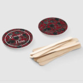 Éventail Fans de Mariage gothique Rose rouge noir élégant (Non-assemblé)