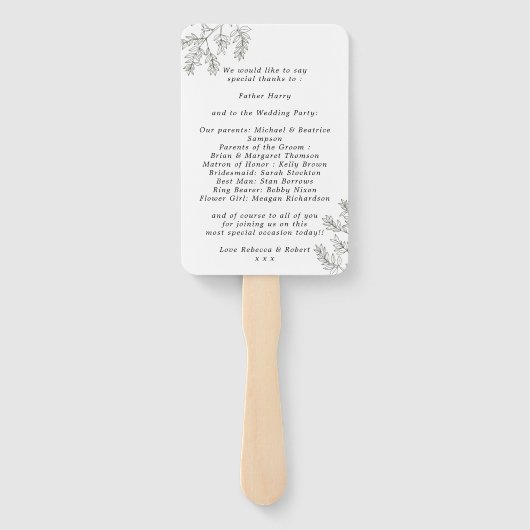 Éventail fans du programme de mariage floral botanique (Dos)