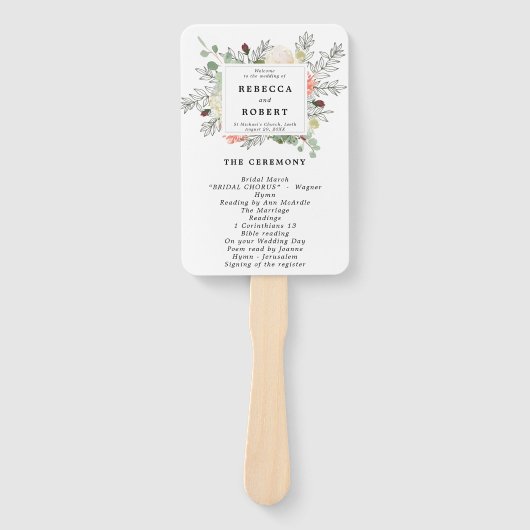 Éventail fans du programme de mariage floral botanique (Devant)