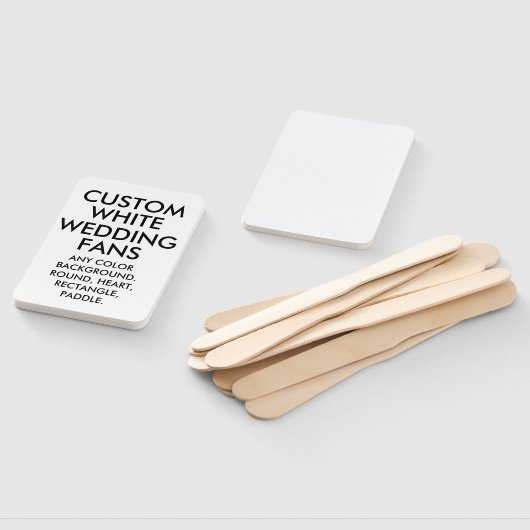 Éventail FANS MARIAGES BLANCS RECTANGLE personnalisés (Non-assemblé)