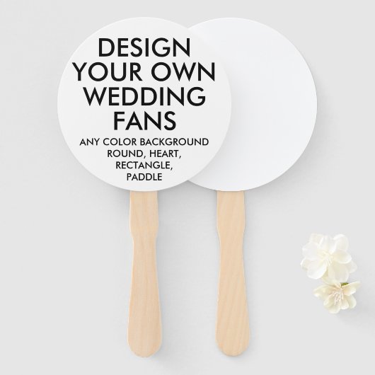 Éventail FANS MARIAGES BLANCS RONDS personnalisés (10) (Devant et derrière)