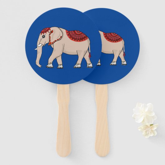 Éventail Fans Thai Elephant Style. (Devant et derrière)