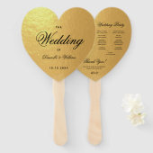 Éventail Faux Gold Foil Coeur programme de mariage Script n (Devant et derrière)