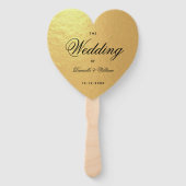 Éventail Faux Gold Foil Coeur programme de mariage Script n (Devant)
