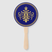 Éventail Faux Gold Foil Damask Royal Blue Mariage (Dos)