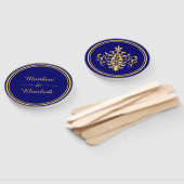 Éventail Faux Gold Foil Damask Royal Blue Mariage (Non-assemblé)