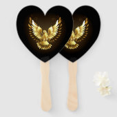 Éventail Faux Gold Foil Peace Dove en noir (Devant et derrière)
