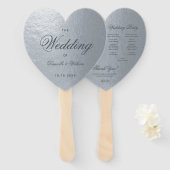 Éventail Faux gris argenté programme de mariage en forme de (Devant et derrière)