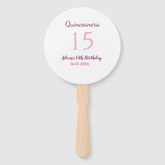 Éventail Fée rose 15e anniversaire simple moder quinceanera (Devant)