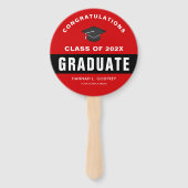 Éventail Félicitations à la Graduation Rouge et Noir Photo (Devant)