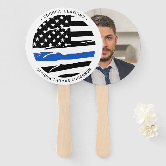 Éventail Félicitations à l'officier de police de la ligne b (Devant et derrière)