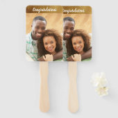 Éventail Félicitations Fiançailles Mariage Photo Faux Gold (Devant et derrière)