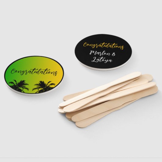 Éventail Félicitations Mariage ou Fiançailles jamaïcain (Non-assemblé)