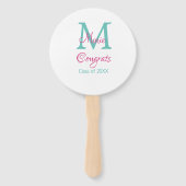 Éventail Félicitations nom de diplômé monogramme vert rose (Dos)