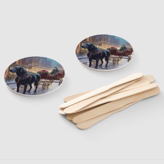 Éventail Festive de Noël au Labrador noir (Non-assemblé)