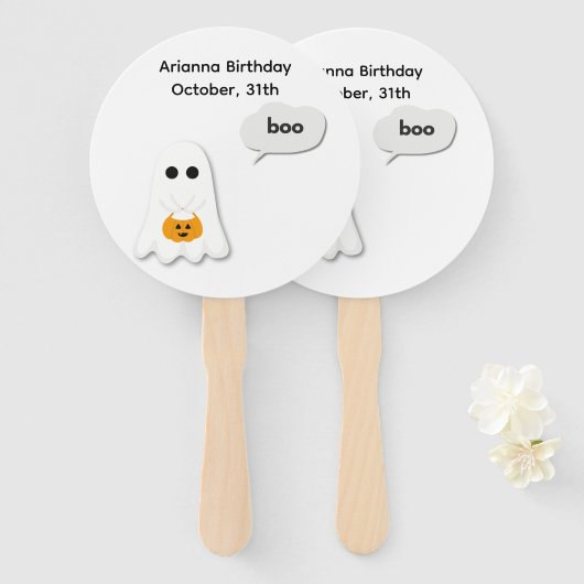 Éventail Fête d'anniversaire d'Halloween | Conception minim (Devant et derrière)