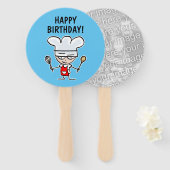 Éventail Fête d'anniversaire du chef pâtissier pour enfant  (Devant et derrière)