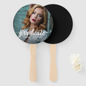 Éventail Fête de graduation Photo Script Celebration Modern (Devant et derrière)